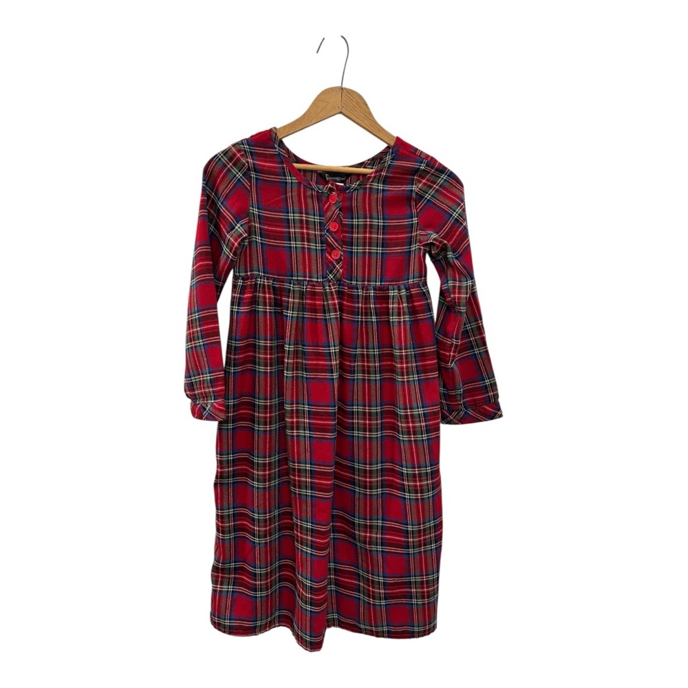 PajamaGram Girls Sz 8 Red Plaid‎ Flannel Nightgown Holiday Christmas Cottagecore